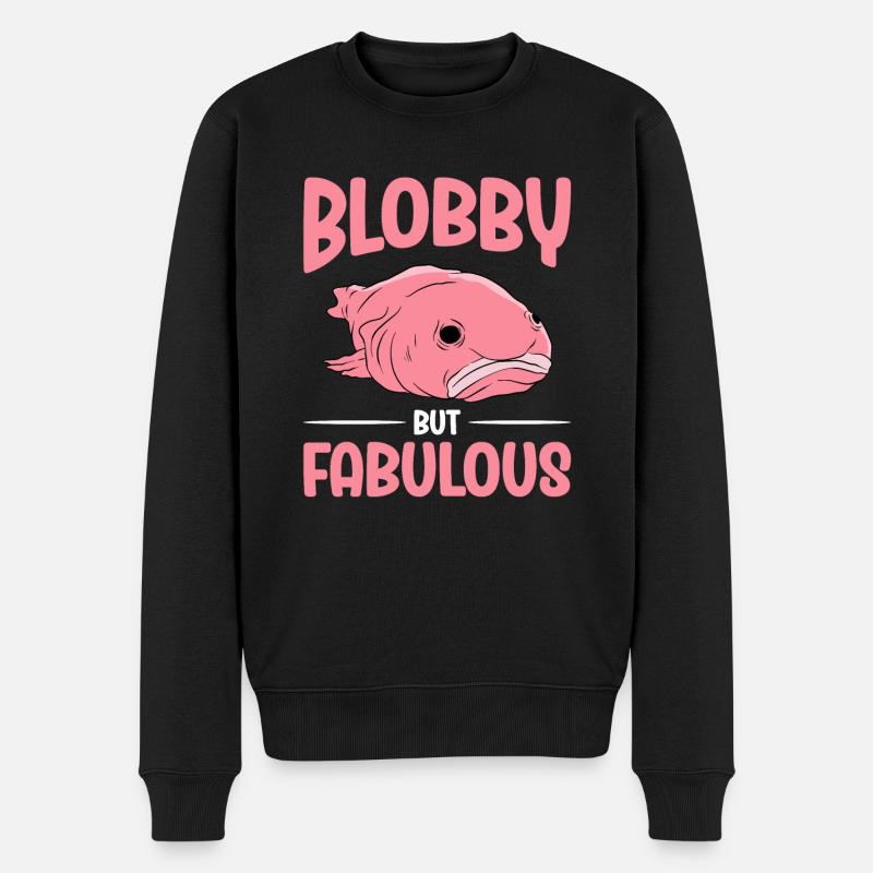 Lustige Blobfische Niedlicher Blobfisch - Männer Premium Bio Pullover - Schwarz