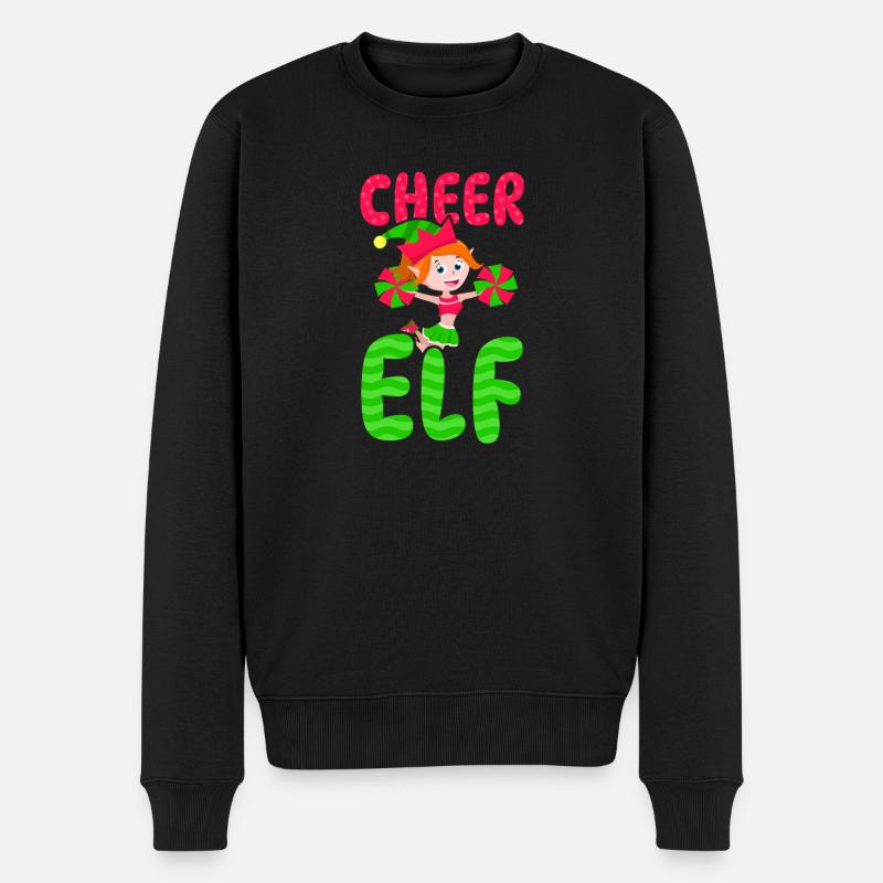 Weihnachten Cheerleader Cheer Elf - Männer Premium Bio Pullover - Schwarz