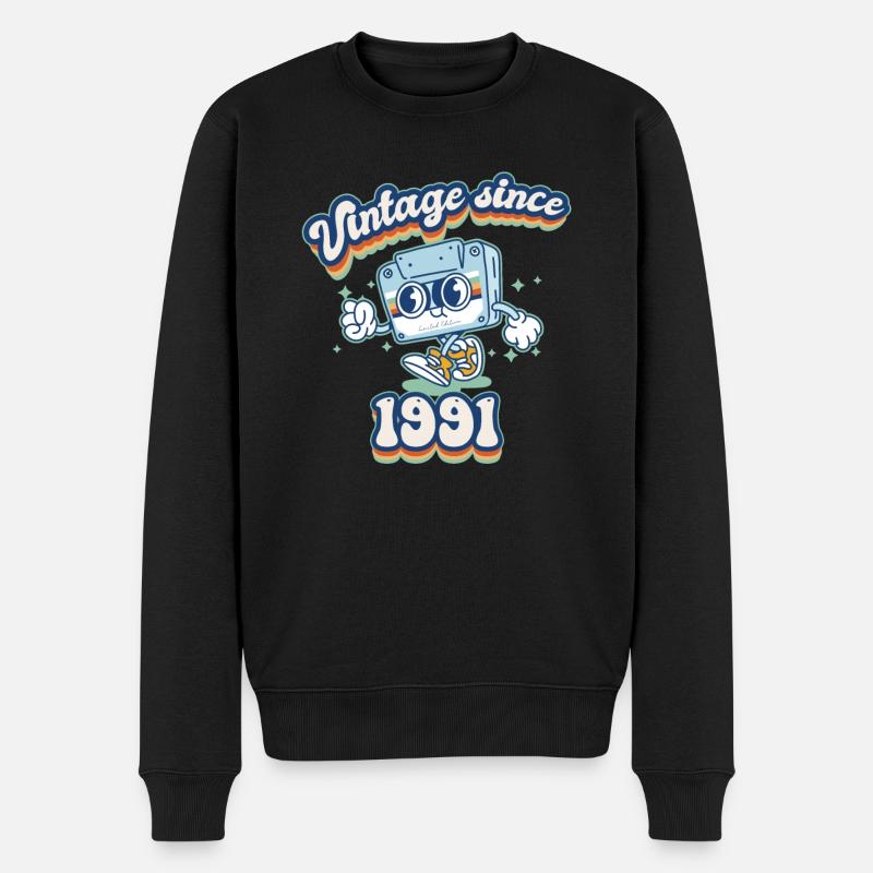 Jahrgang seit 1991 Klassisch 34. Geburtstag Retro - Männer Premium Bio Pullover - Schwarz