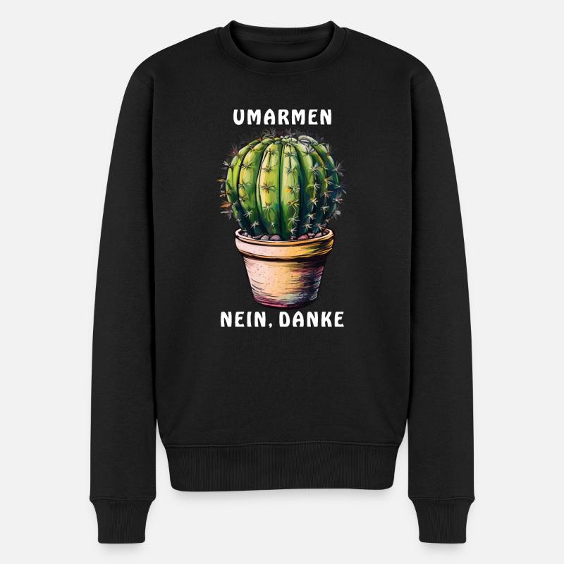 KAKTUS UMARMEN NEIN, DANKE - Männer Premium Bio Pullover - Schwarz