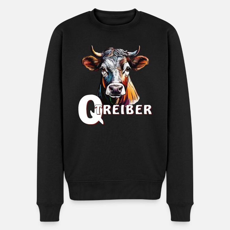 KUH Q-TREIBER - Männer Premium Bio Pullover - Schwarz