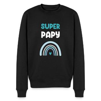 Super Grandpa Rainbow Grandpa - Men's Premium Organic Jumper - black - Front - Nico (187cm)