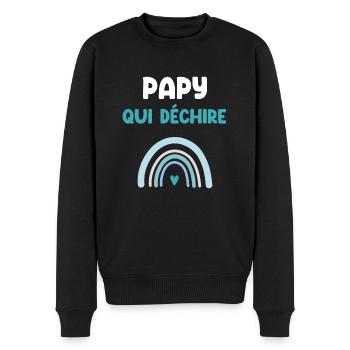 Opa Reißender Regenbogen Opa - Männer Premium Bio Pullover - Schwarz - Vorne - Nico (187cm)