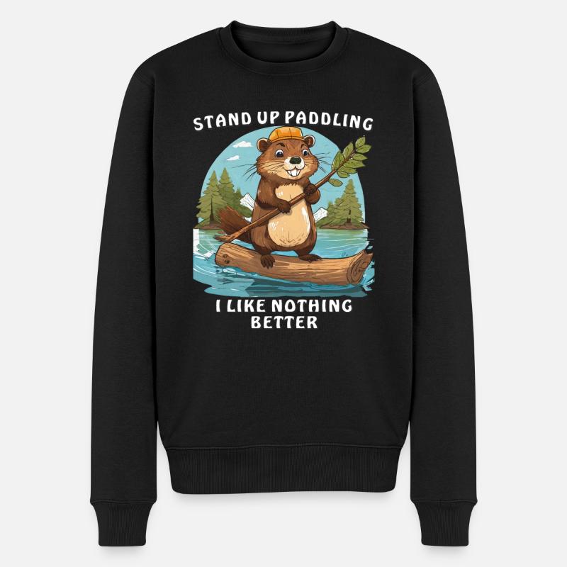 STAND UP PADDLING I LIKE NOTHING BETTER - Männer Premium Bio Pullover - Schwarz