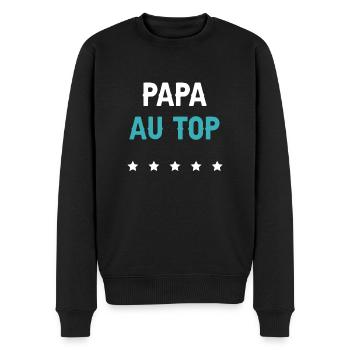 Papa an der Spitze Zukunft Papa Mann Geschenk Vater - Männer Premium Bio Pullover - Schwarz - Vorne - Nico (187cm)