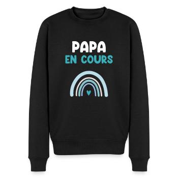 Papa im laufenden Regenbogen Vater Geschenk - Männer Premium Bio Pullover - Schwarz - Vorne - Nico (187cm)