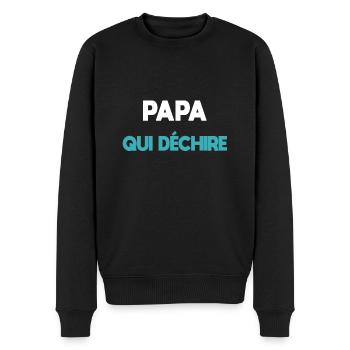Papa reißt Vater Geschenk - Männer Premium Bio Pullover - Schwarz - Vorne - Nico (187cm)