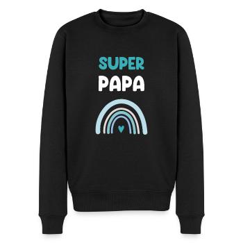 Super Daddy Regenbogen Geschenk Vater - Männer Premium Bio Pullover - Schwarz - Vorne - Nico (187cm)