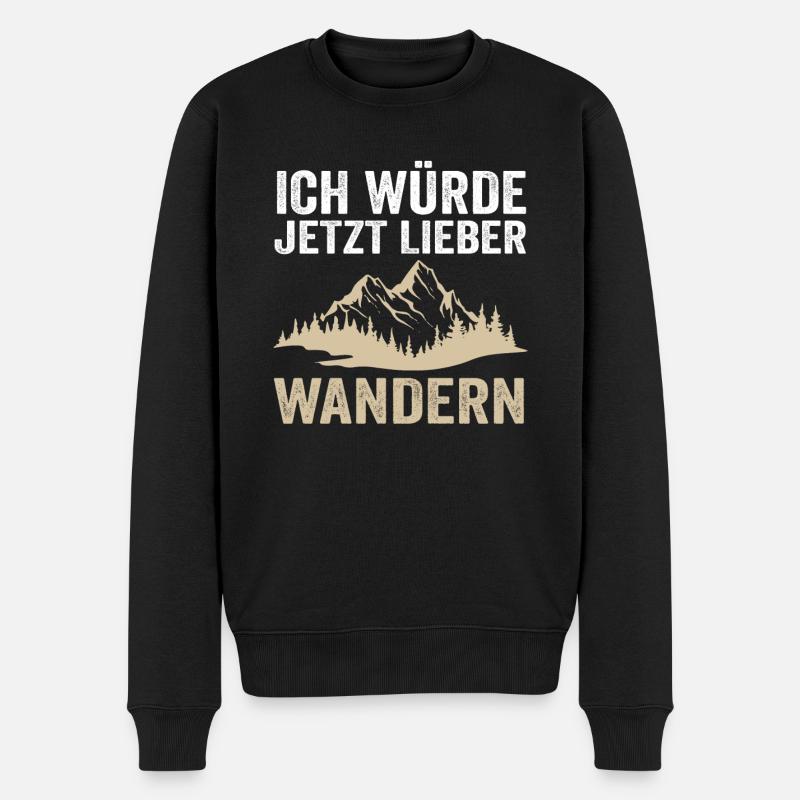 Wandern Berge Bergsteigen Geschenk - Männer Premium Bio Pullover - Schwarz