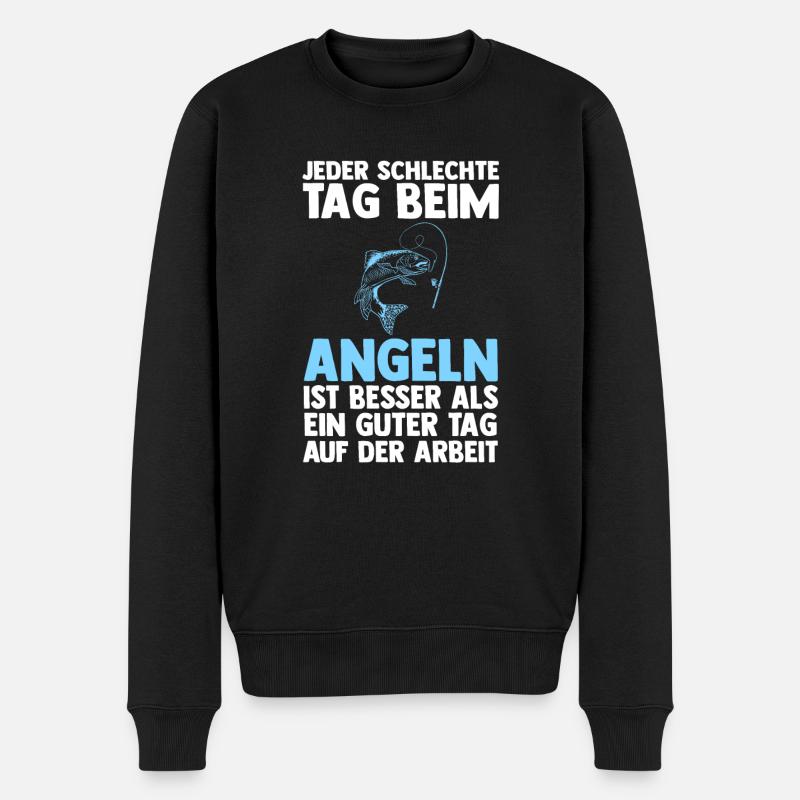 Angeln Fisch Angler Geschenk - Männer Premium Bio Pullover - Schwarz