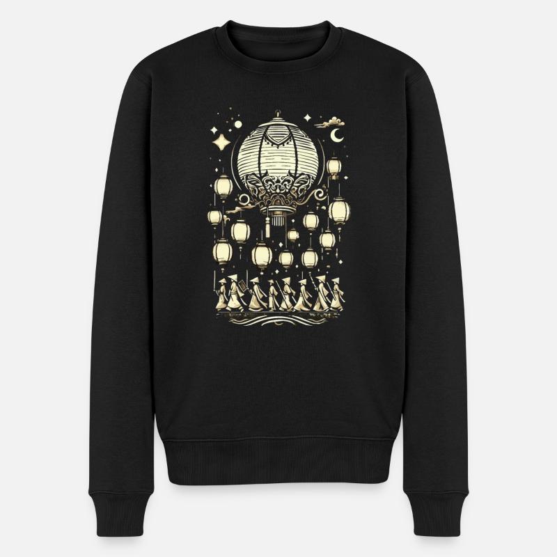 Parade des lanternes, lanterne - Pull Premium bio Homme - noir