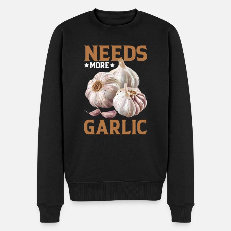 Needs More Garlic - Männer Premium Bio Pullover - Schwarz