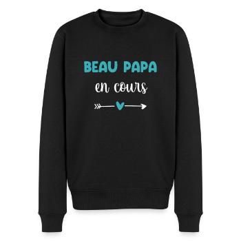 Father-in-law in progress heart step-dad - Men's Premium Organic Jumper - black - Front - Nico (187cm)
