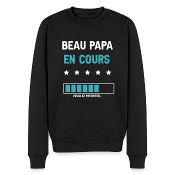 Father-in-law in progress future father-in-law man step-dad - Men's Premium Organic Jumper - black - Front - Nico (187cm)