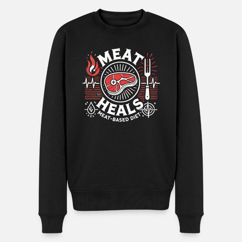Fleisch heilt - Männer Premium Bio Pullover - Schwarz