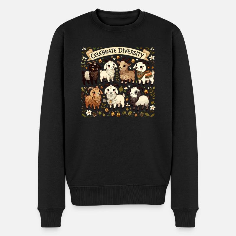 Goat Celebrate Diversity - Männer Premium Bio Pullover - Schwarz