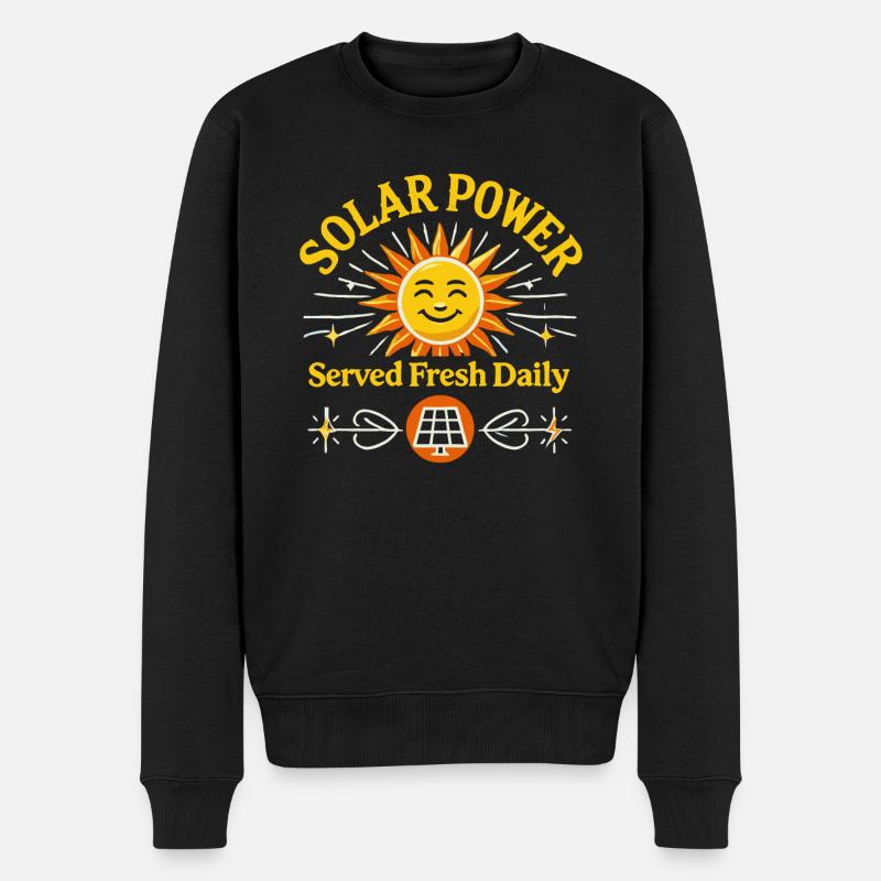 Solarstrom Täglich frisch serviert - Männer Premium Bio Pullover - Schwarz