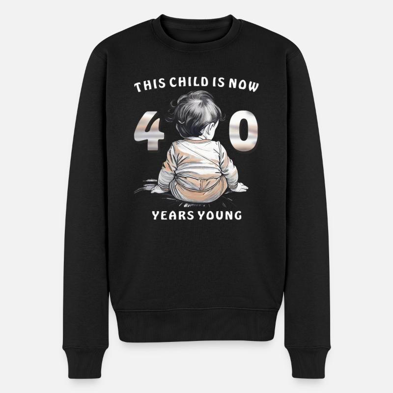 Child 40. Birthday - Männer Premium Bio Pullover - Schwarz