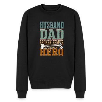 Beinbruch Gebrochener Oberschenkel Vater - Männer Premium Bio Pullover - Schwarz - Vorne - Nico (187cm)
