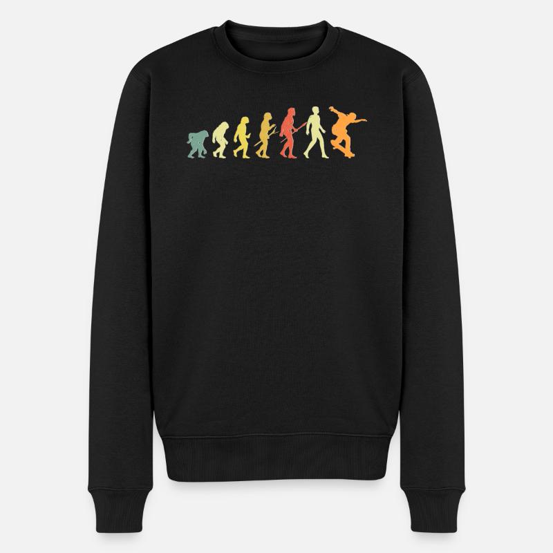 Skating Evolution Retro Skate Skateboard drôle - Pull Premium bio Homme - noir