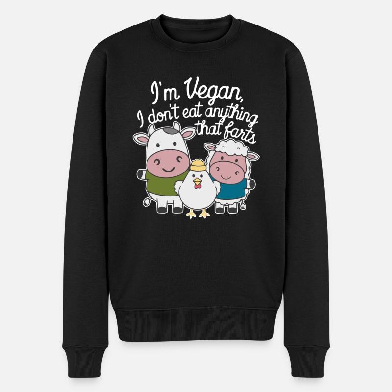 Ich bin Veganer, ich esse nichts, was furzt - Männer Premium Bio Pullover - Schwarz