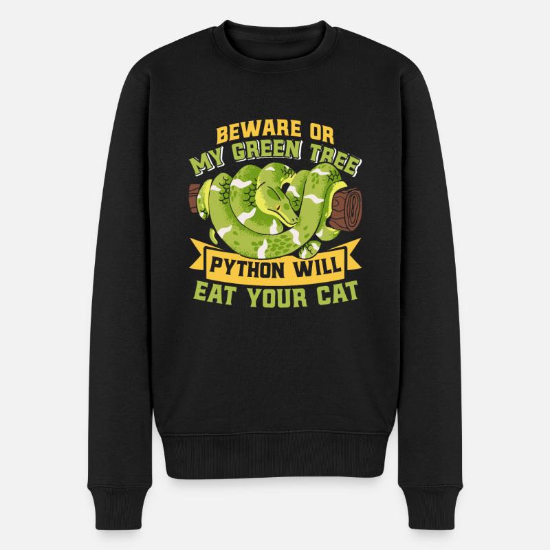 Green Tree Python - Men's Premium Organic Jumper - black