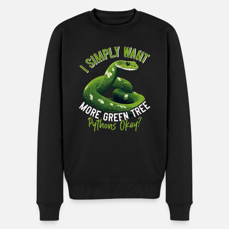 Green Tree Python - Männer Premium Bio Pullover - Schwarz