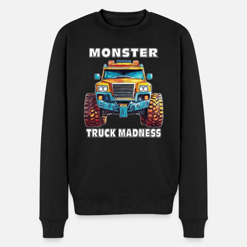 AUTO MONSTER TRUCK MADNESS - Männer Premium Bio Pullover - Schwarz