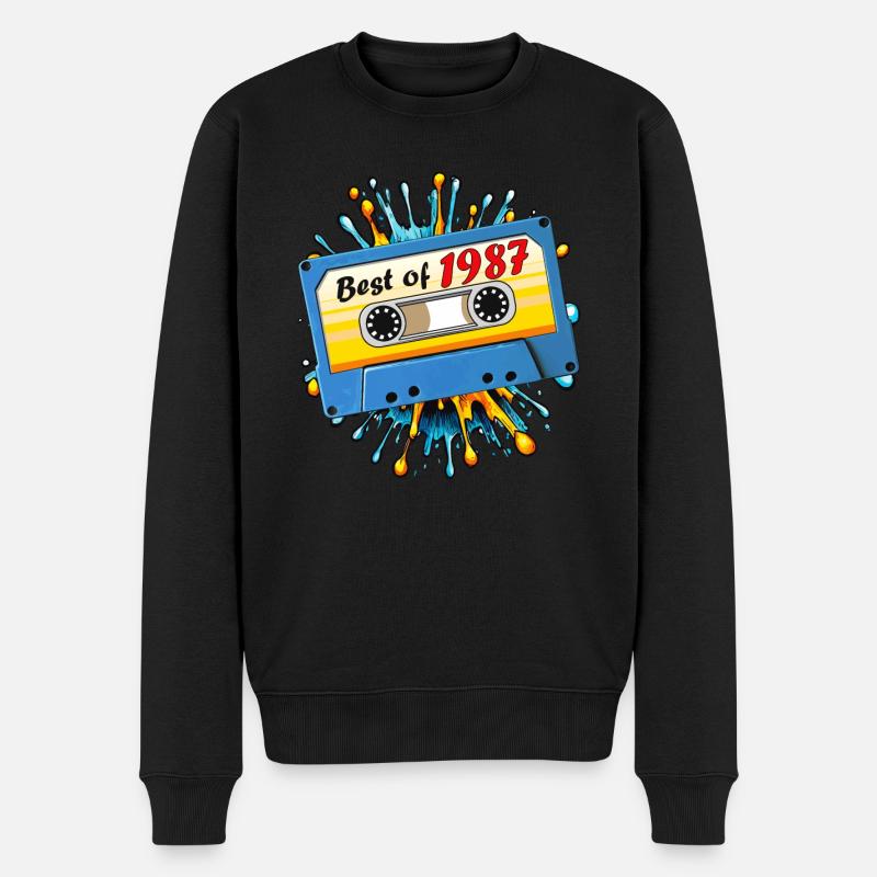 1987 MUSIKKASETTE BEST OF - Männer Premium Bio Pullover - Schwarz
