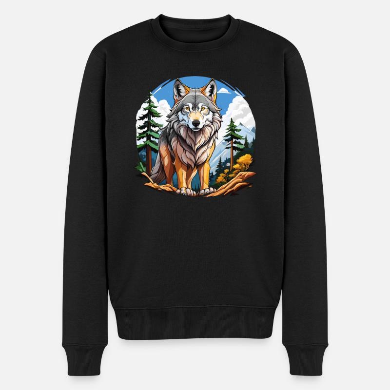 WOLF FOREST - Men's Premium Organic Jumper - black