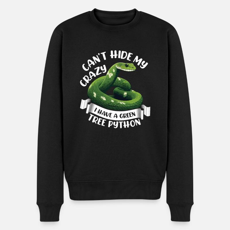 Green Tree Python - Men's Premium Organic Jumper - black