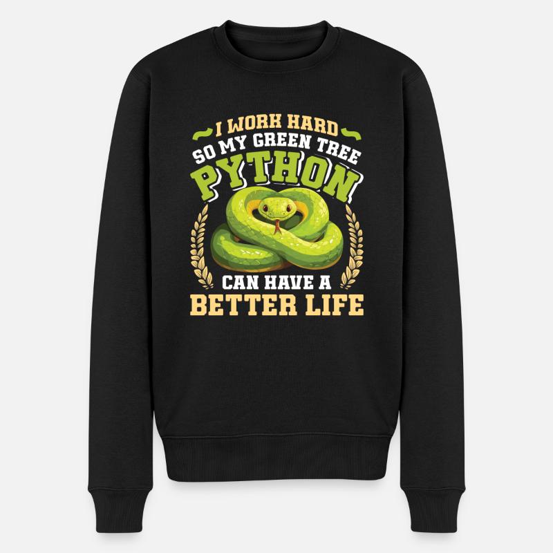 Python arborescent vert - Pull Premium bio Homme - noir