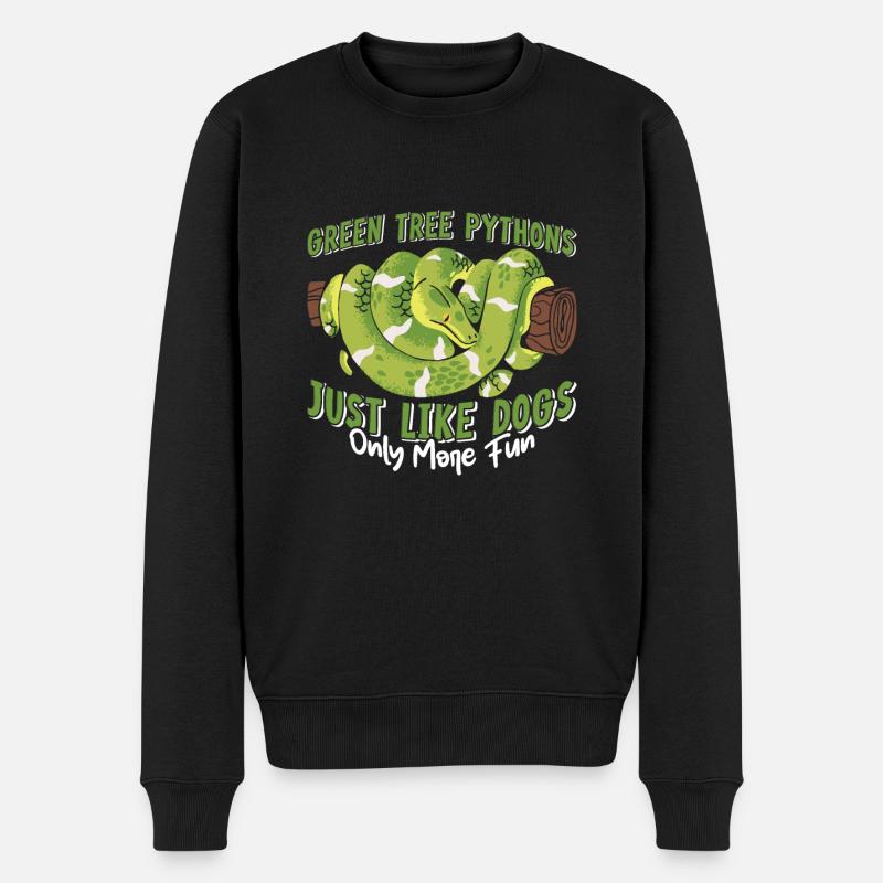 Green Tree Python - Men's Premium Organic Jumper - black
