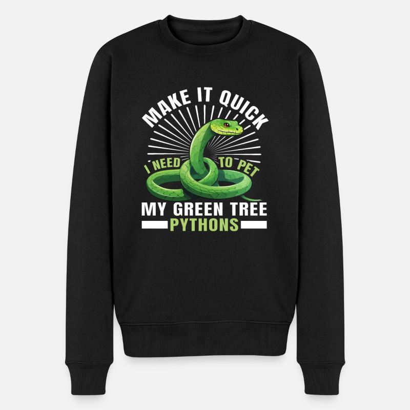 Green Tree Python - Men's Premium Organic Jumper - black