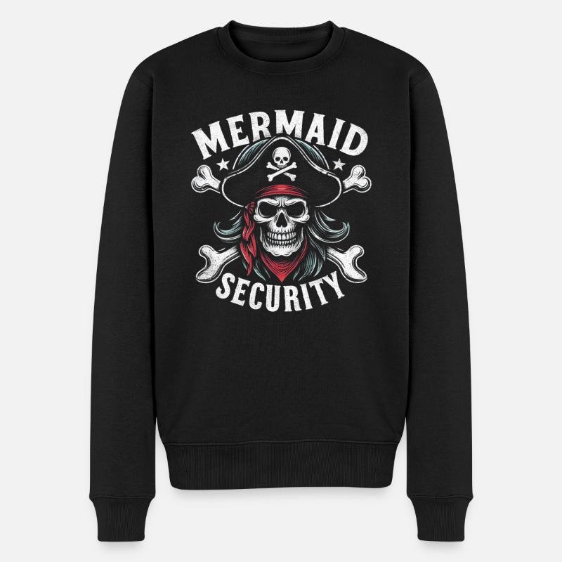 Meerjungfrau Sicherheit Kreuzknochen Schatzsuche Lustig - Männer Premium Bio Pullover - Schwarz
