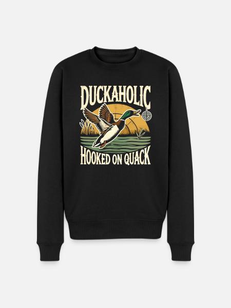 Duckaholic Hooked On Quack - Männer Premium Bio Pullover - Schwarz