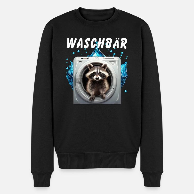 WASCHBÄR - Männer Premium Bio Pullover - Schwarz