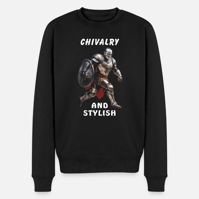 RITTER CHIVALRY AND STYLISH - Männer Premium Bio Pullover - Schwarz