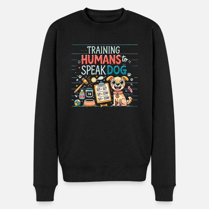 Menschen trainieren, mit Hunden zu sprechen - Männer Premium Bio Pullover - Schwarz