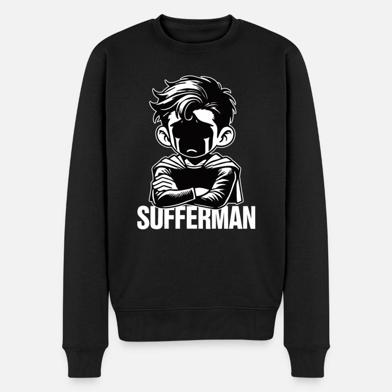 Sufferman Parodie de super-héros drôle - Pull Premium bio Homme - noir