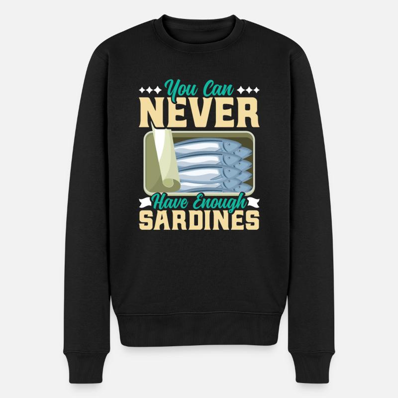 Sardinen, Angeln, Fische - Männer Premium Bio Pullover - Schwarz