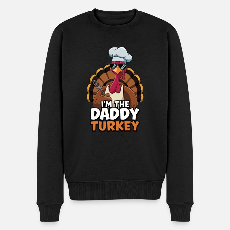 Daddy Turkey Thanksgiving - Männer Premium Bio Pullover - Schwarz