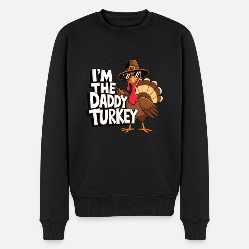 Daddy Turkey Thanksgiving - Männer Premium Bio Pullover - Schwarz