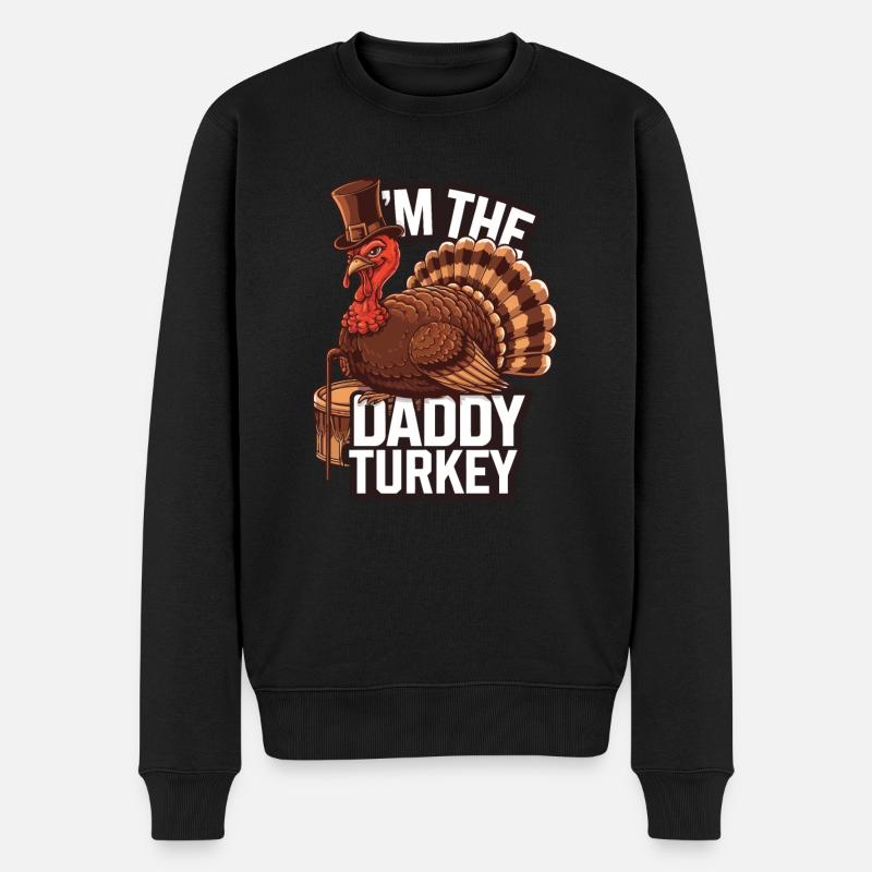Daddy Turkey Thanksgiving - Männer Premium Bio Pullover - Schwarz