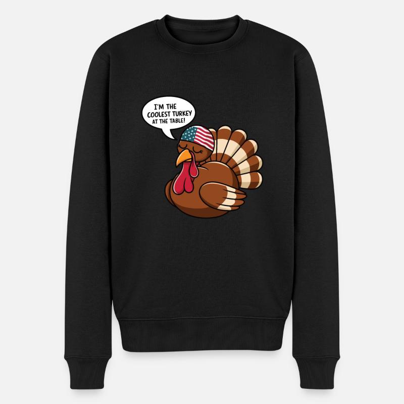 Lustiger Thanksgiving Truthahn - Männer Premium Bio Pullover - Schwarz