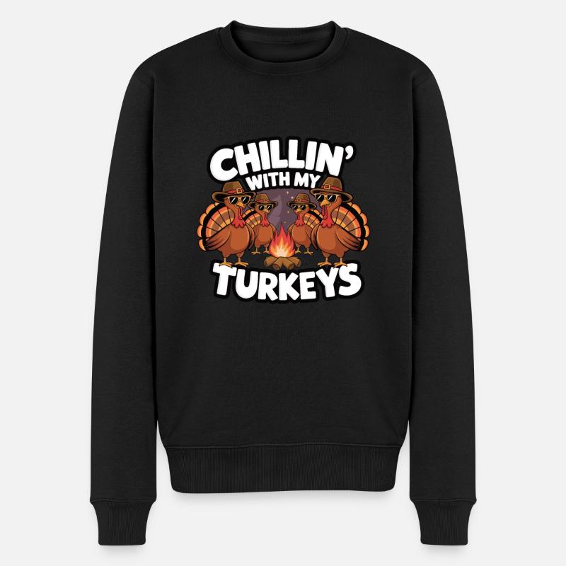 Dinde drôle de Thanksgiving - Pull Premium bio Homme - noir