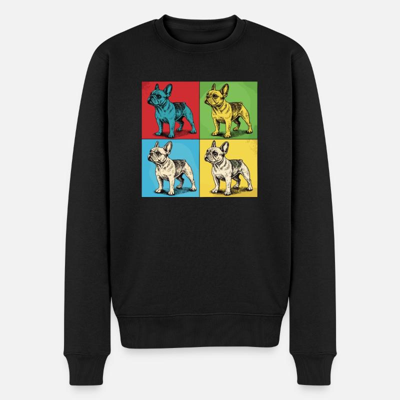 Bouledogue français Pop Art Design - Pull Premium bio Homme - noir