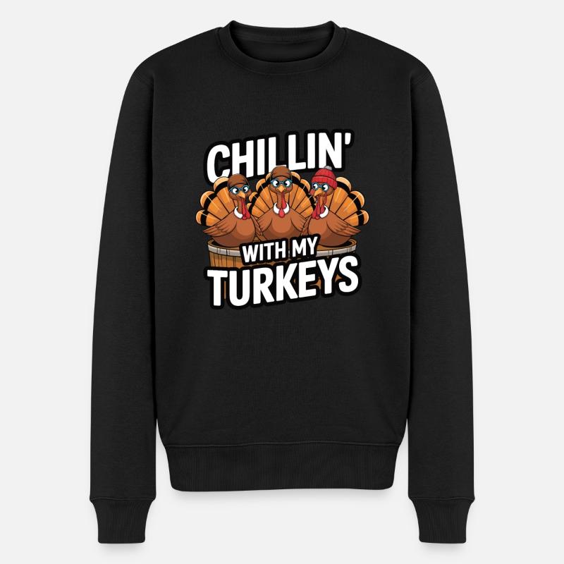 Dinde drôle de Thanksgiving - Pull Premium bio Homme - noir