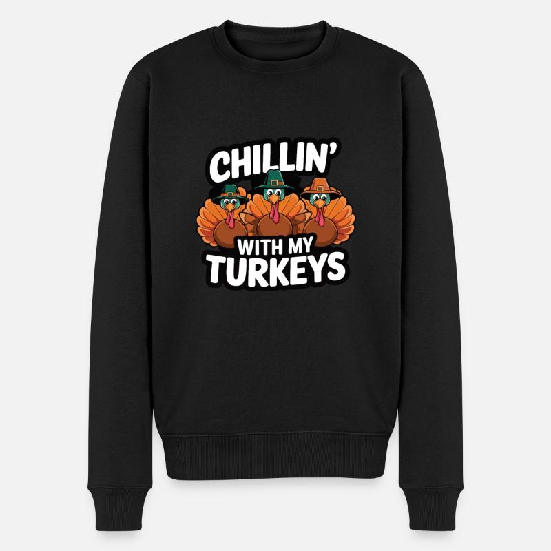 Dinde drôle de Thanksgiving - Pull Premium bio Homme - noir