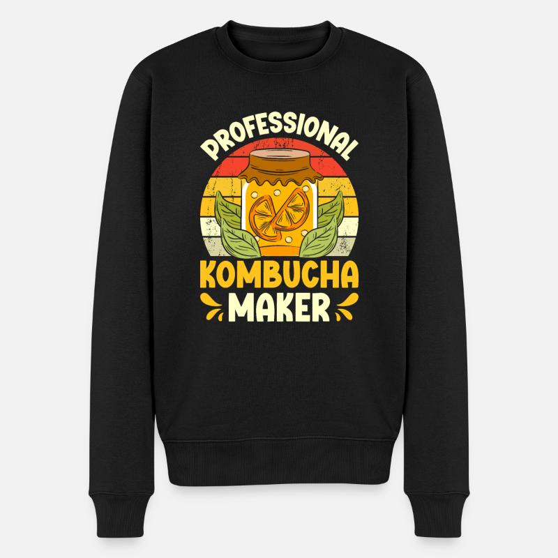 Kombucha Scoby fermented drinks - Männer Premium Bio Pullover - Schwarz